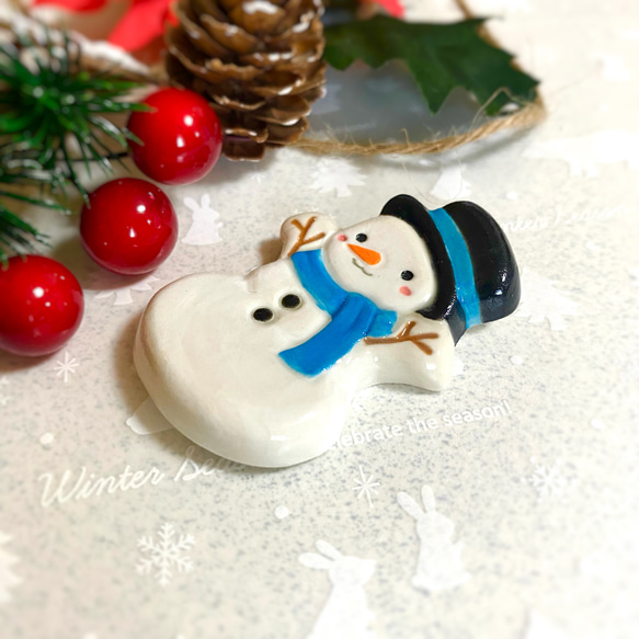 《クリスマス》雪だるまの箸置き 4枚目の画像