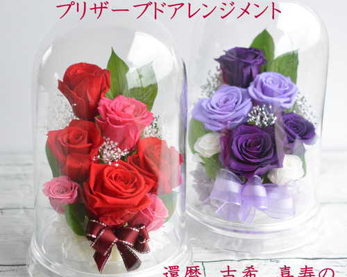 造花　赤い薔薇　オンシジウム　アレンジ　御祝　母の日　誕生日 ☆プリザーブドフラワー<エレナ＞レッド ローズ バラ【お祝い】還暦 母
