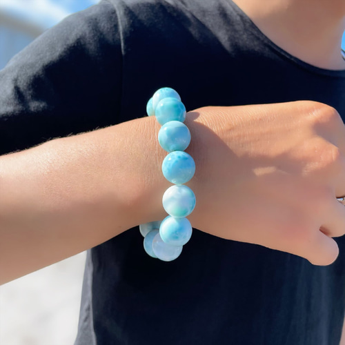カリブ海の宝石】16ミリ 一点物 ラリマーブレスレット