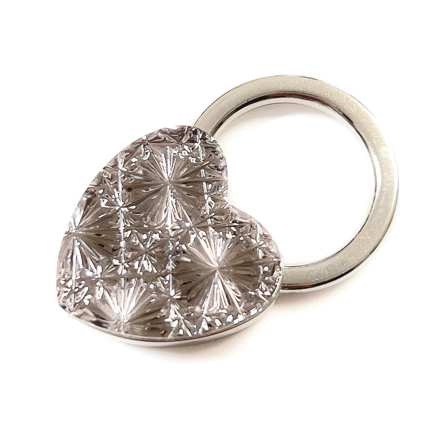 東京切子チャーム　ハート　菊　アメジスト