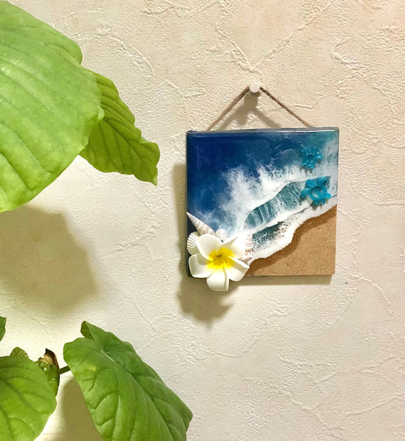 ハワイ♡ホヌ 海アート 海レジン レジンアート ウォールアート 壁掛け