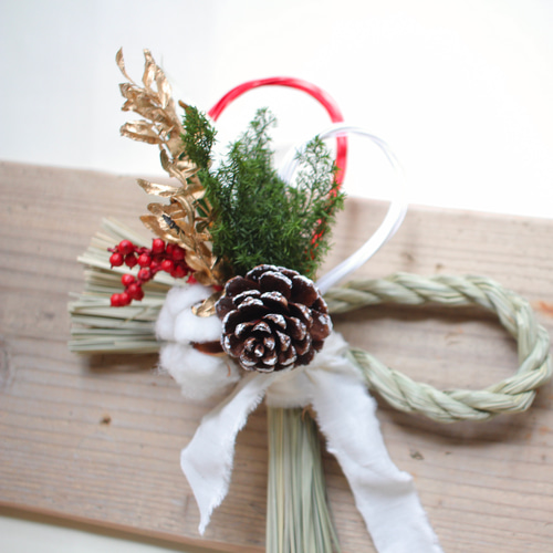 コットンと松かさのしめ縄 ドライフラワー amijus 通販 15094652