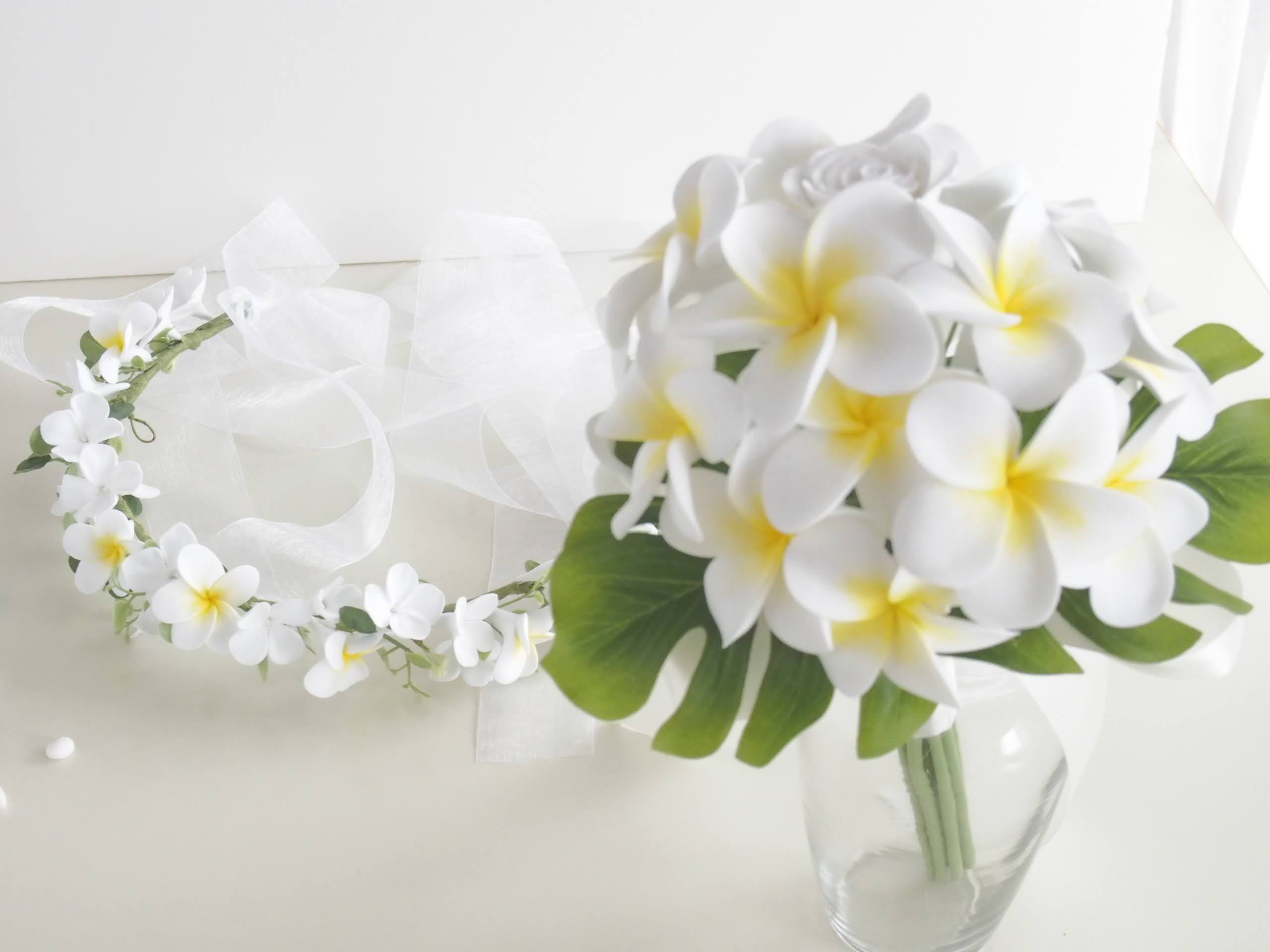 【オーダー品】プルメリアのティアラ&ブーケ