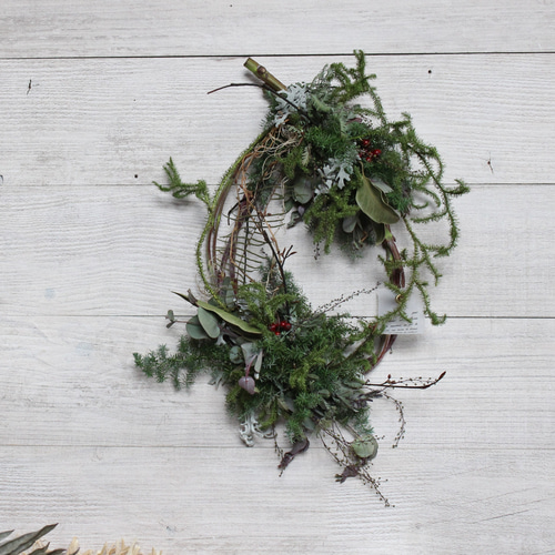 ユーカリ&かすみ草のリース　ドライフワラー かすみ草とユーカリのドライフラワースワッグ | ドライフラワー