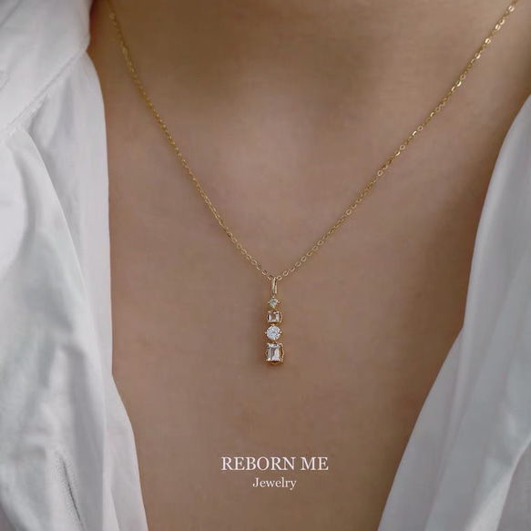 天然ホワイトクリスタル キュービックジルコニア K14 ゴールド 