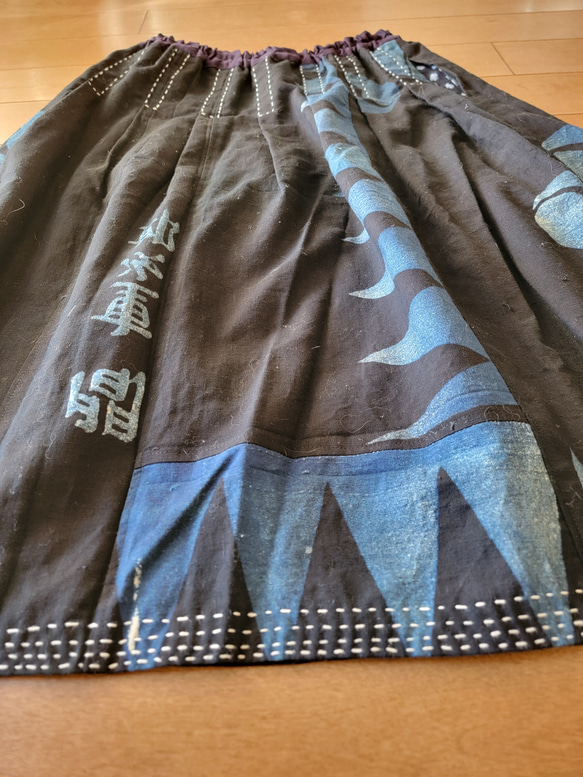 着物リメイク　古布　手作り　半纏　スカート 8枚目の画像