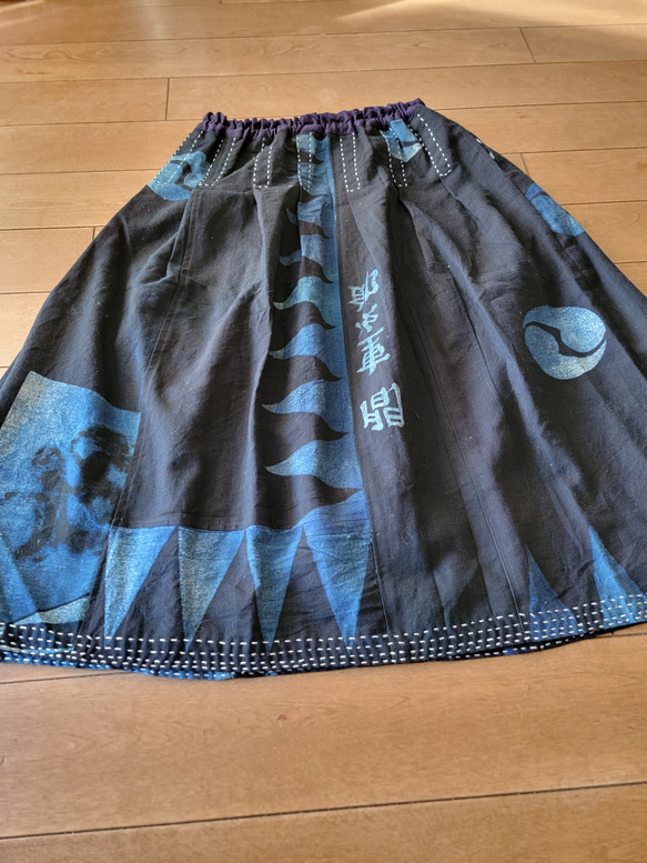 着物リメイク　古布　手作り　半纏　スカート 2枚目の画像