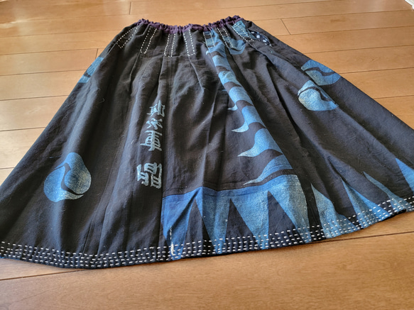 着物リメイク　古布　手作り　半纏　スカート 7枚目の画像