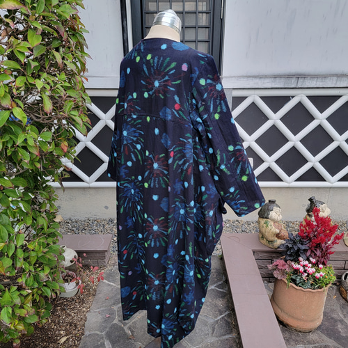 着物リメイク 古布 手作り かわいい柄 絣 ワンピース ワンピース  