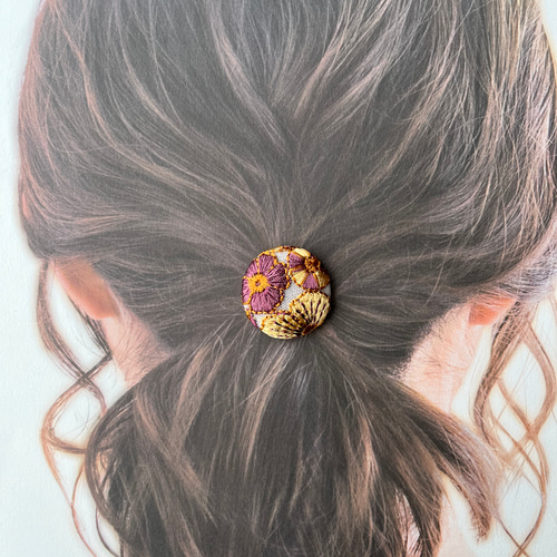 インド刺繍リボン ヘアゴム くるみボタン ヘアゴム ＋labo 通販