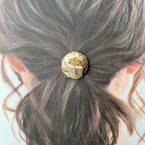 インド刺繍リボン ヘアゴム くるみボタン ヘアゴム ＋labo 通販