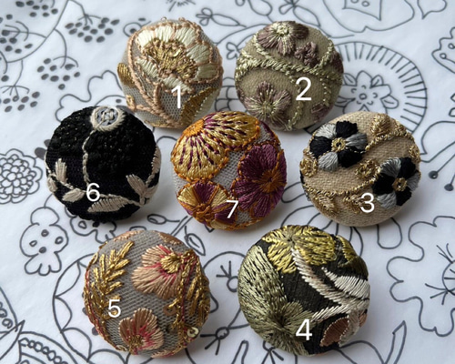 インド刺繍 くるみボタン38㎜ ヘアゴム 2個セット U インド刺繍 くるみボタン38㎜ ヘアゴム 2個セット U