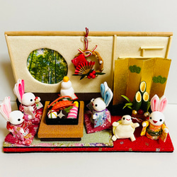 ちりめん細工「ほっこりお部屋お正月〜」 その他置物 黒ごま