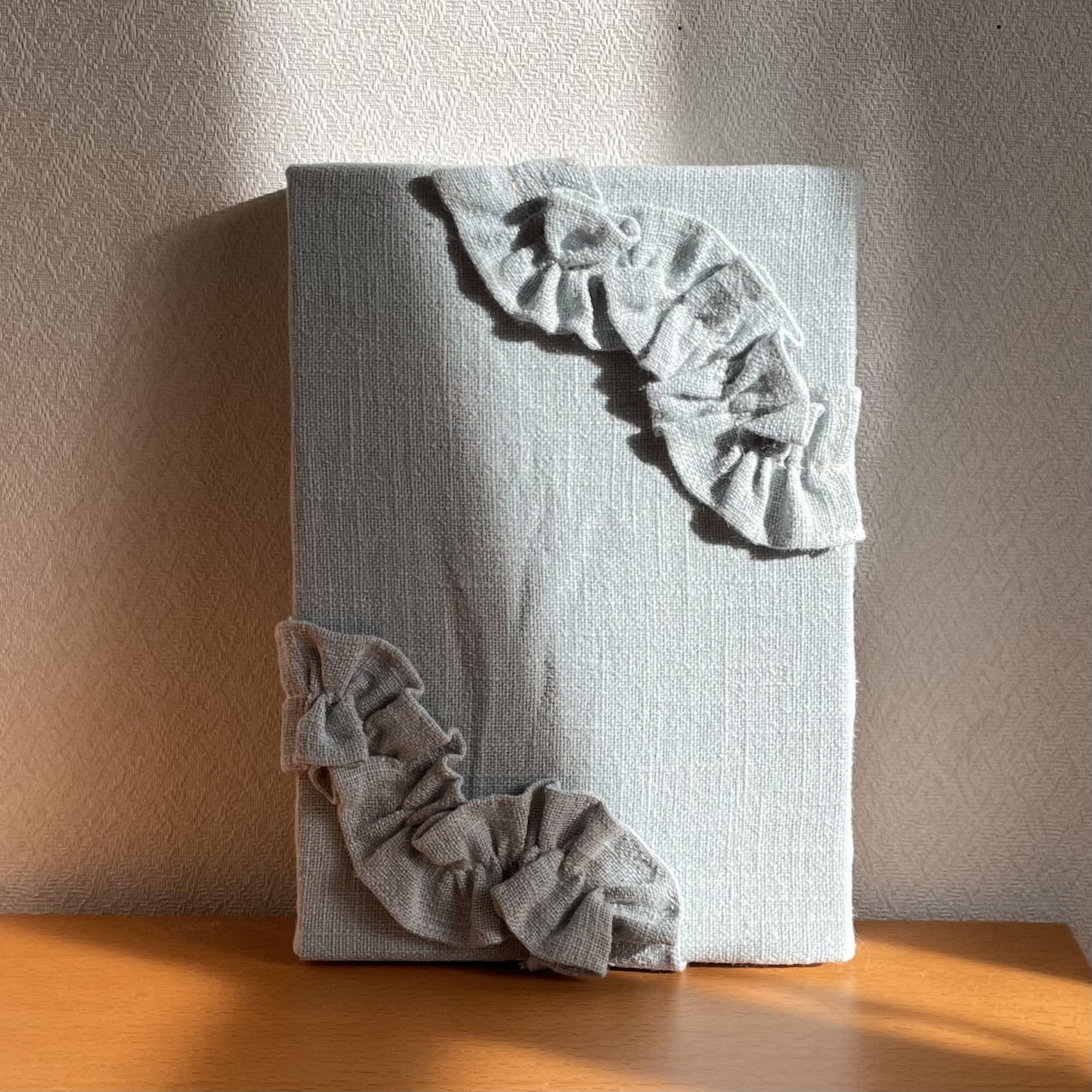 立体的ファブリックパネル　リネン　ライトブルー①