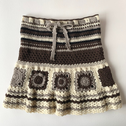 ウール100% あったかニットスカート ニット スカート かぎ針編み  