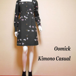 スクエアネック着物ドレス Square neck kimono dress LO-402/S 3枚目の画像