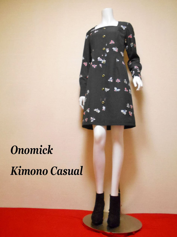 スクエアネック着物ドレス Square neck kimono dress LO-402/S 10枚目の画像