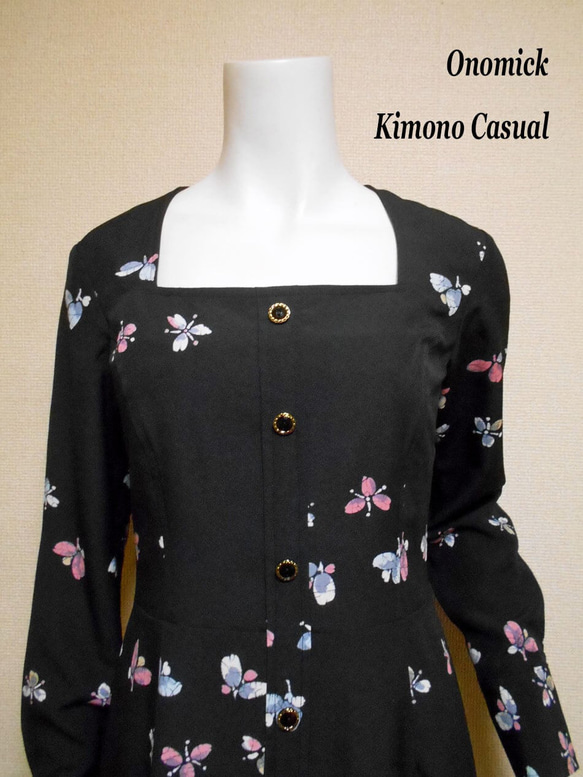 スクエアネック着物ドレス Square neck kimono dress LO-402/S 5枚目の画像