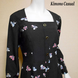 スクエアネック着物ドレス Square neck kimono dress LO-402/S 6枚目の画像