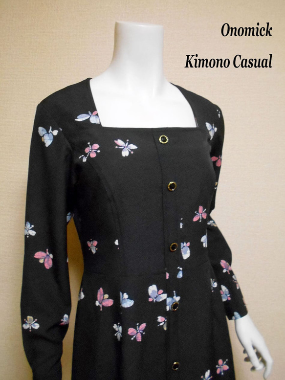 スクエアネック着物ドレス Square neck kimono dress LO-402/S 6枚目の画像