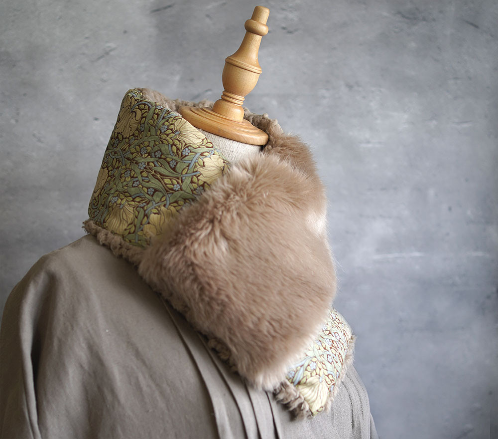 ◆【早割】モリス　ピンパーネル＆発熱ファーのふわもこマフラー②ベージュ◆ネックウォーマー