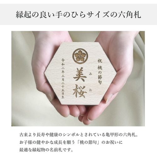 思いを六角形に》ひなまつり 桃の節句 雛人形 名前札 木製 木札 思いを六角形に》ひなまつり 桃の節句 雛人形 名前札 木製 木札