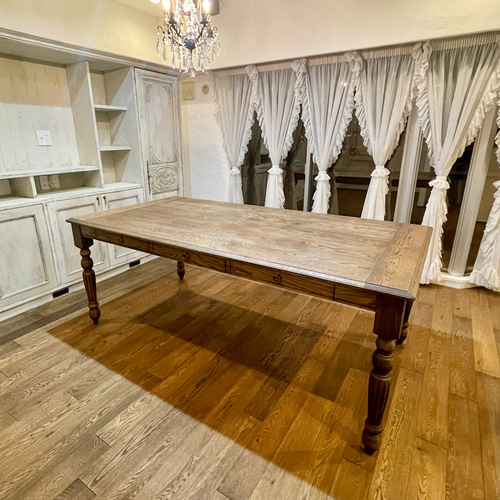 ホワイトオークターンドレッグテーブルアンティーク調