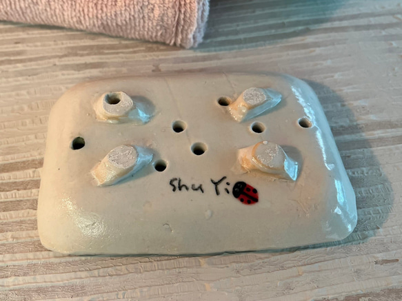 小瓢蟲的閒暇午後肥皂盤(售完再製款)_陶飾肥皂碟 第3張的照片