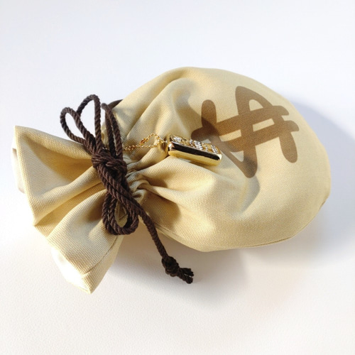 巾着のようなボトル入り ゴールドローズのオルゴナイト 賞金稼ぎの金貨袋 USドル ＄ 巾着袋 Gohobi Holic 通販 15096082