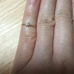 ダイヤのお星様ピンキーリング0.09-0.1ct K18 yellow gold シンプル 大人可愛い 8枚目の画像