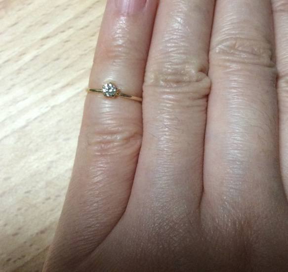 ダイヤのお星様ピンキーリング0.09-0.1ct K18 yellow gold シンプル 大人可愛い 8枚目の画像