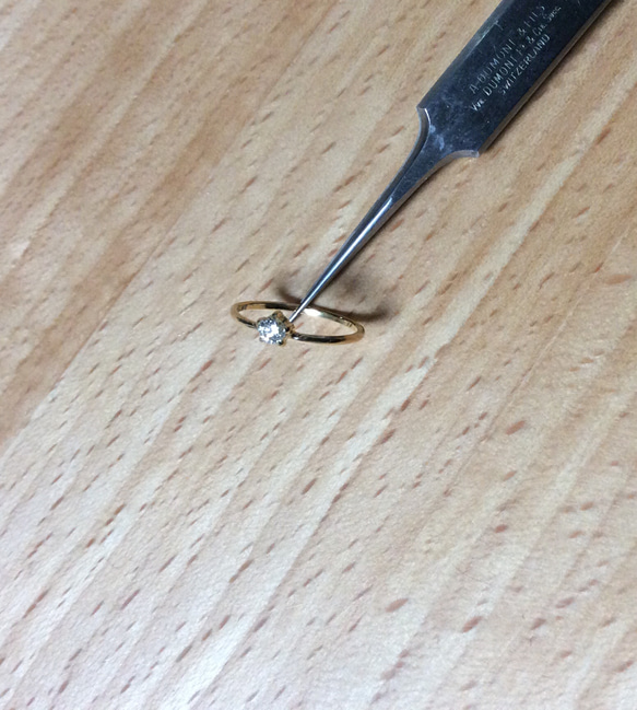 ダイヤのお星様ピンキーリング0.09-0.1ct K18 yellow gold シンプル 大人可愛い 4枚目の画像