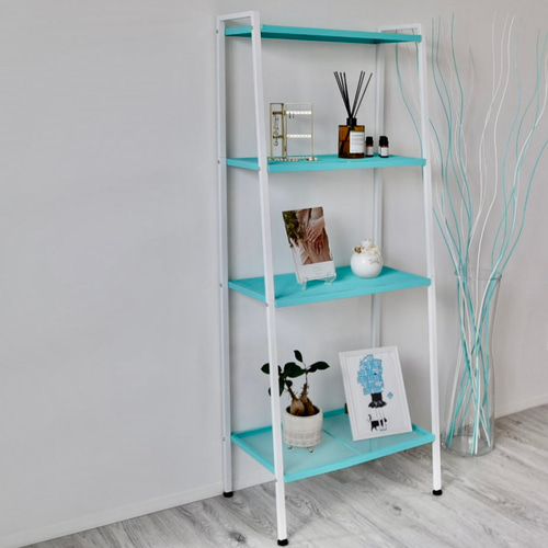 ブルー×ホワイト ディスプレイオープンラック シェルフ スチール棚