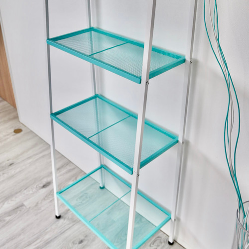 ブルー×ホワイト ディスプレイオープンラック シェルフ スチール棚