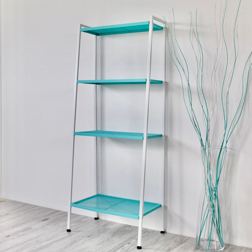 ヴィンテージ オープンシェルフ 水色 ブルー×ホワイト ディスプレイオープンラック シェルフ スチール棚