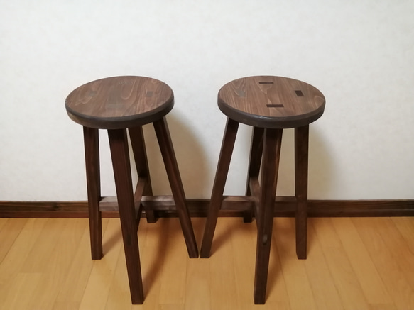 木製スツール2脚セット高さ58cm丸椅子stool