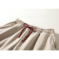 ボア裏地綿麻パンツ　真冬パンツ　暖かいパンツ　ゴムウエスト　ベージュ　L140BE 3枚目の画像