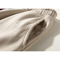 ボア裏地綿麻パンツ　真冬パンツ　暖かいパンツ　ゴムウエスト　ベージュ　L140BE 4枚目の画像