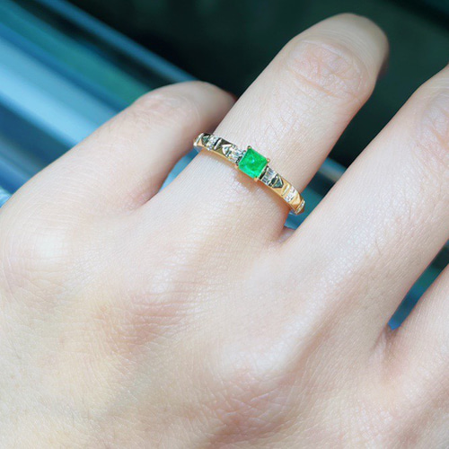 愛の成就」K18 天然エメラルド ダイヤモンド 春 並び無い 高貴 5月