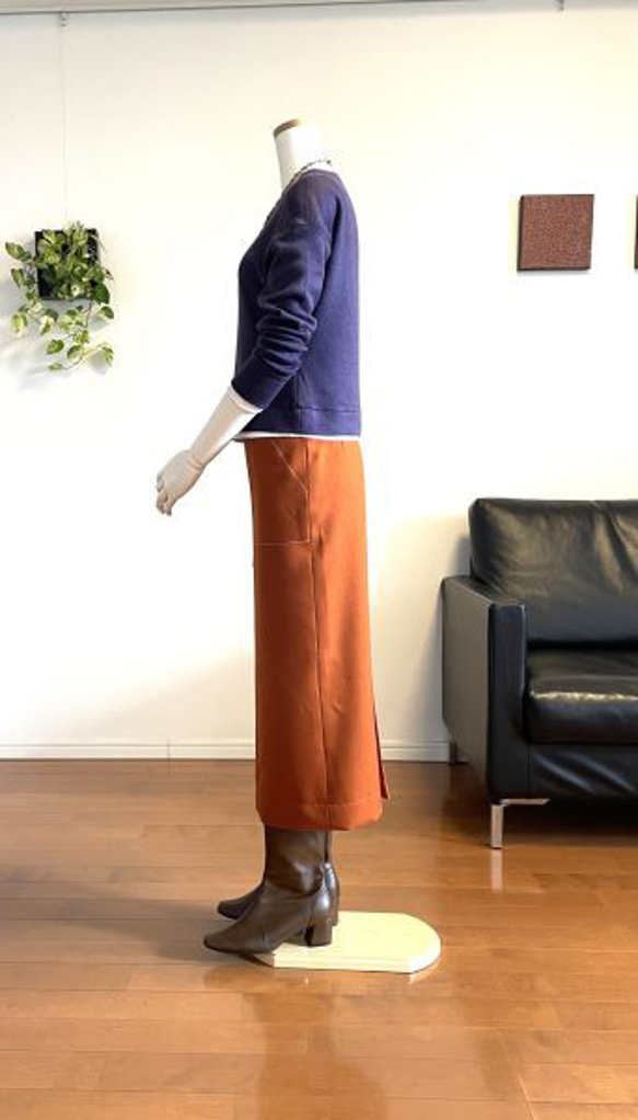 【完成品】5号ロング(77.5㎝)丈　タイトスカート　こっくりオレンジ 4枚目の画像