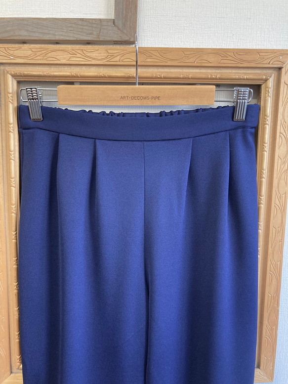 促銷價★球衣材質❤️前折邊羅紋彈力褲藍色（尺寸M-L） 第3張的照片