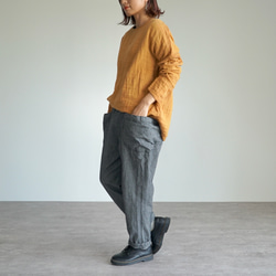 【福袋】寬鬆紗布T卹/橙色+單刺子條紋營工褲/灰色 第2張的照片