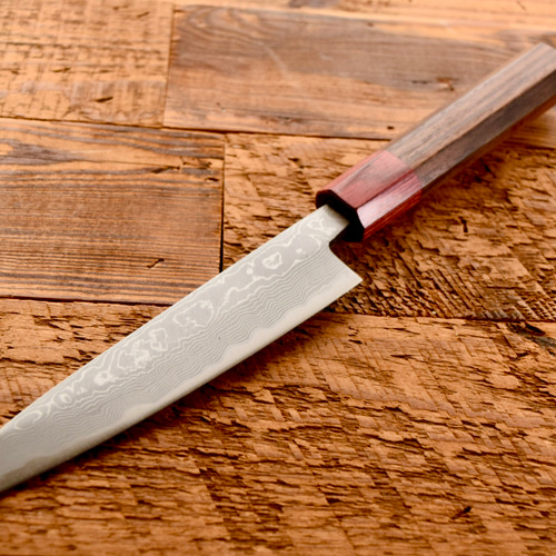 手造り鍛造 ダマスカス 多層鋼 ペティナイフ 135mm 包丁 紫檀 (ローズ