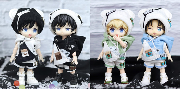 オビツ11 黒白酷熊セット 1/12ドール服 ドールウェア gsc OB11