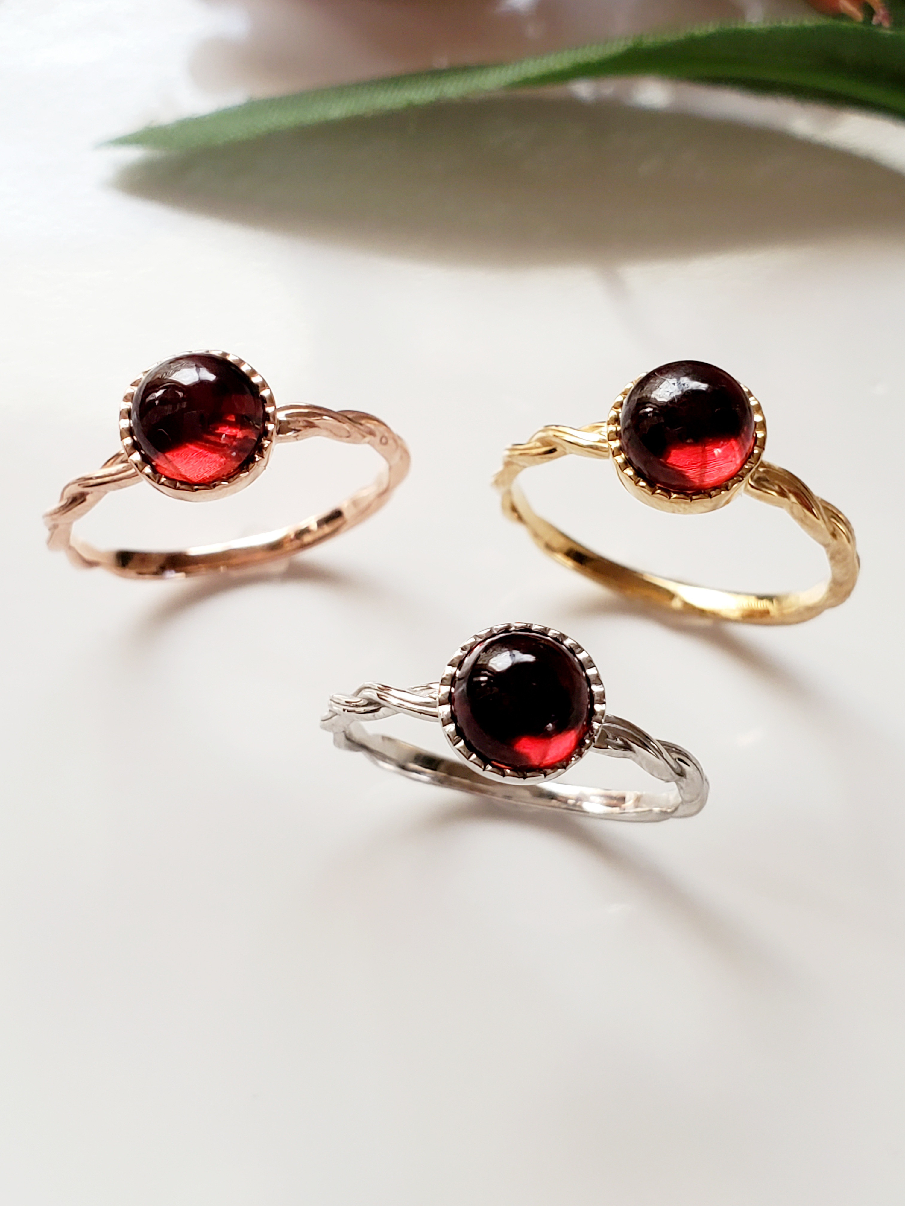 ❤️カラー選べる宝石質6ｍｍガーネットAAAミル打ちSV925リング、1月誕生石RS-231