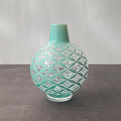 pattern vase  緑七宝 2枚目の画像