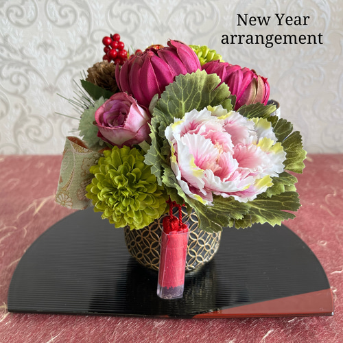 お正月♡フラワーアレンジプレート飾り