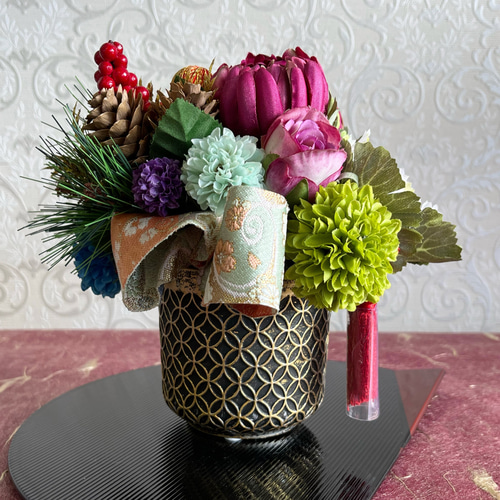 お正月♡フラワーアレンジプレート飾り