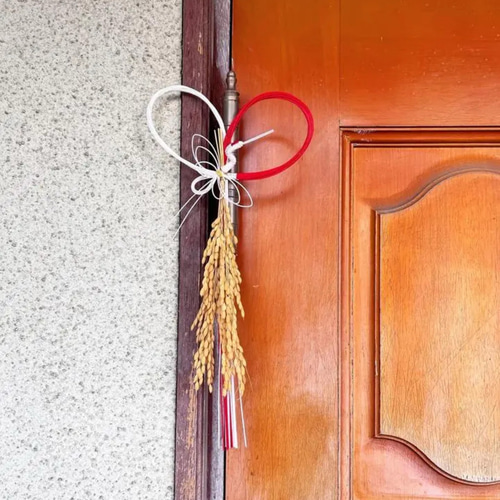 再販｜数量限定】鶴水引×稲穂の迎春飾り｜格調高い和モダン玄関飾り No