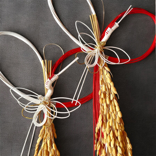 再販｜数量限定】鶴水引×稲穂の迎春飾り｜格調高い和モダン玄関飾り No